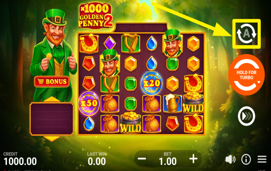 X1000 Golden Penny 2 USE AUTOMATED SPINS.