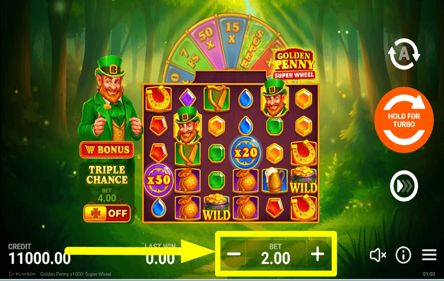 x1000 Golden Penny Super Wheel SELEZIONA LA TUA SCOMMESSA.