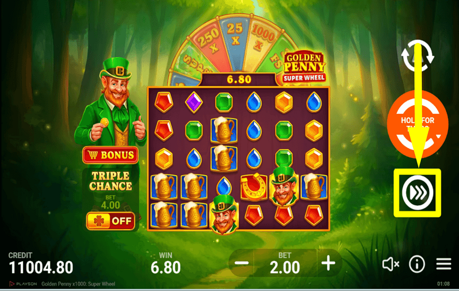 x1000 Golden Penny Super Wheel ACCELERA IL GIOCO.