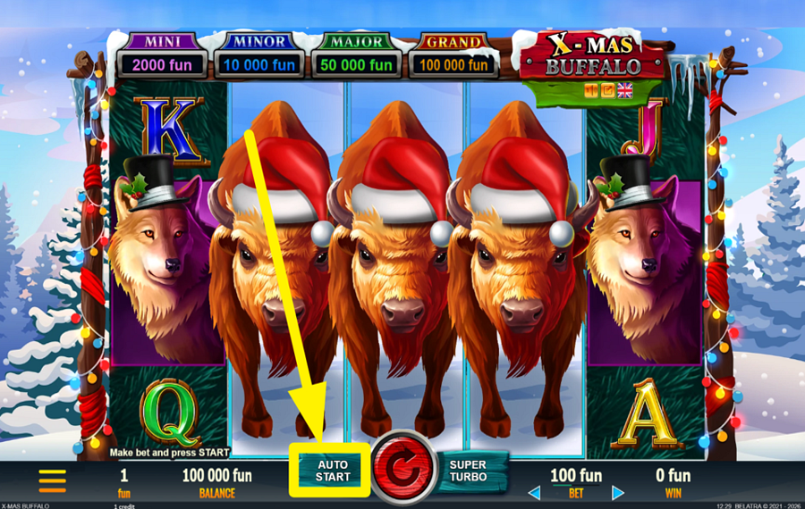 X Mas Buffalo CHOOSE AUTOMATIC SPINS.