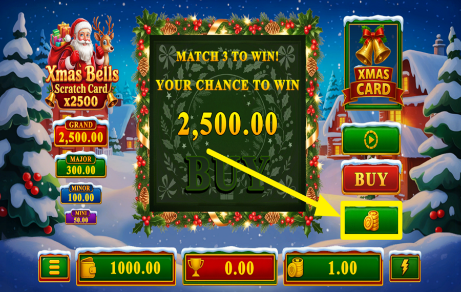 Xmas Bells Scratchcard x2500 НАСТРОЙТЕ СВОЮ СТАВКУ.