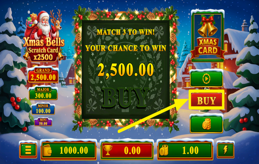 Xmas Bells Scratchcard x2500 ПРИОБРЕСТИ КАРТУ.