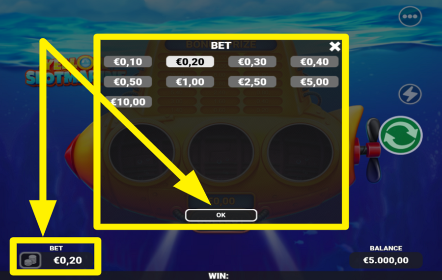 Yellow Slotmarine PASSEN SIE IHREN EINSATZ AN.