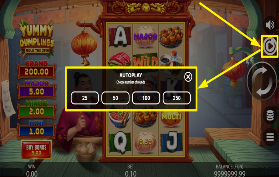 Yummy Dumplings Hold the Spin UTILISEZ LA FONCTION DE LECTURE AUTOMATIQUE.