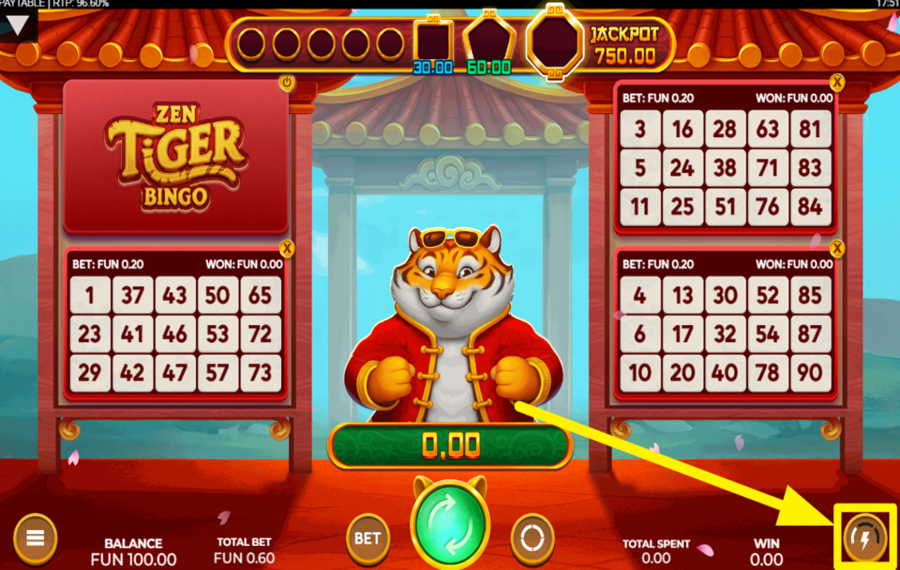 Zen Tiger Bingo AUMENTA LA VELOCITÀ.