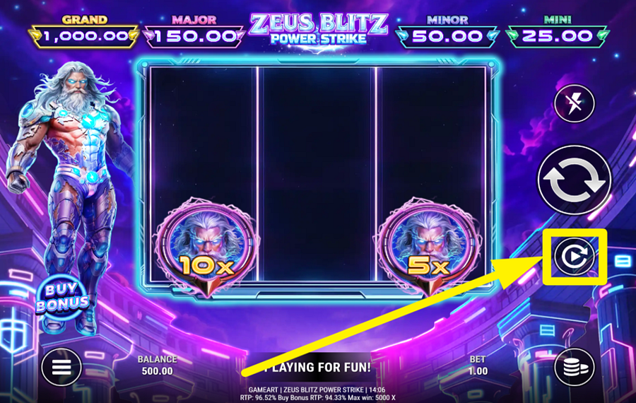 Zeus Blitz Power Strike HABILITAR LA REPRODUCCIÓN AUTOMÁTICA.