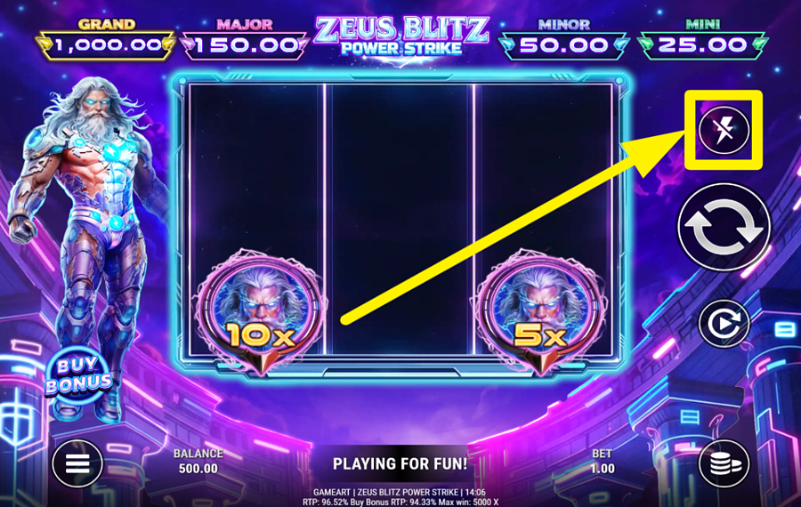 Zeus Blitz Power Strike MAXIMIZAR LA VELOCIDAD. 