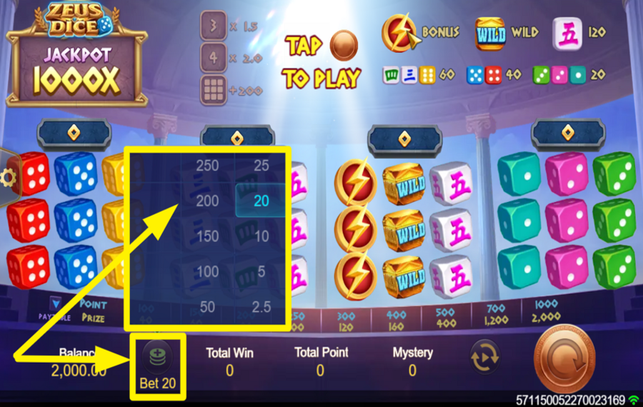 Zeus Dice PICK A BET AMOUNT.