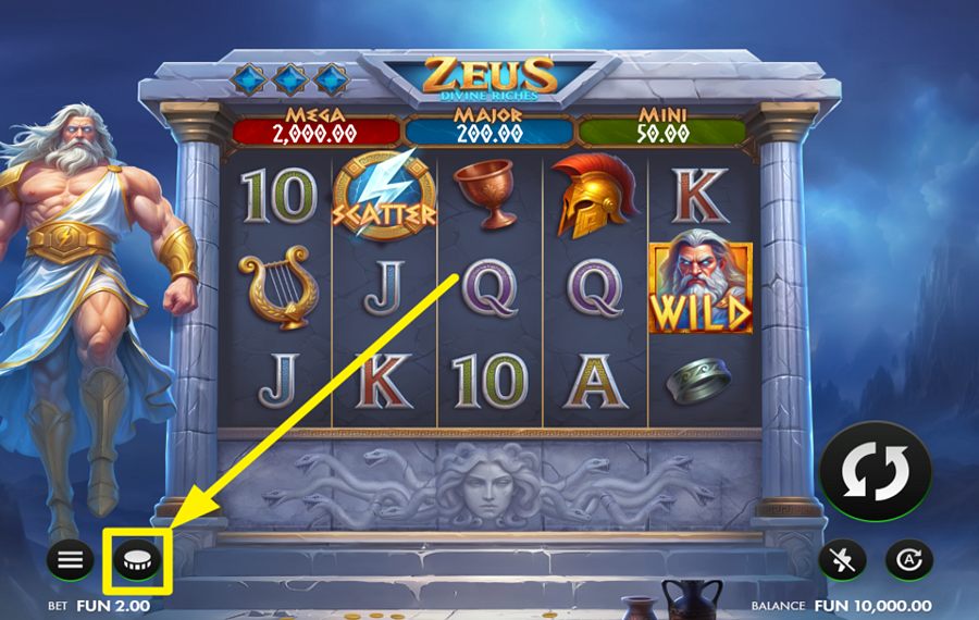 Zeus Divine Riches PLACE YOUR BET.