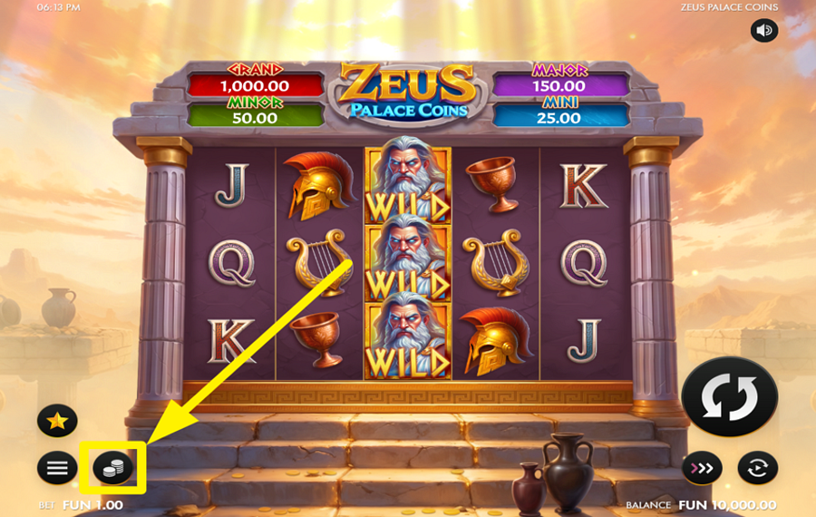 Zeus Palace Coins WÄHLEN SIE IHREN EINSATZ.