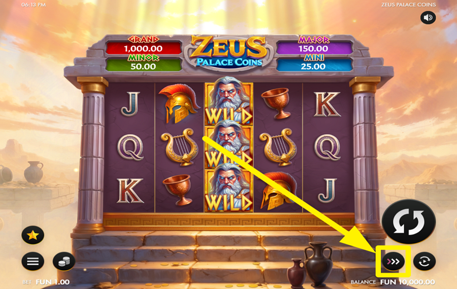 Zeus Palace Coins BESCHLEUNIGE DIE DREHUNGEN.