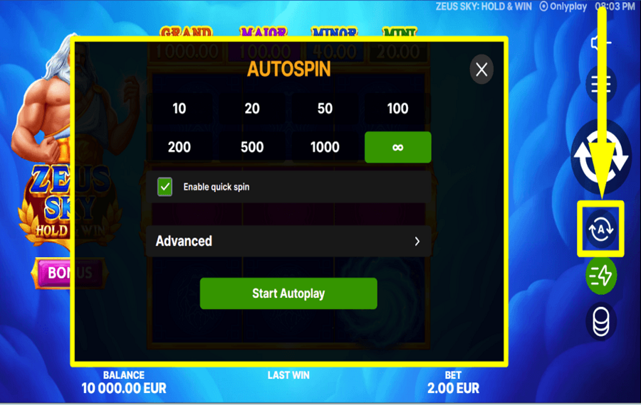 Zeus Sky Hold and Win ВРАЩЕНИЕ В АВТОМАТИЧЕСКОМ РЕЖИМЕ.