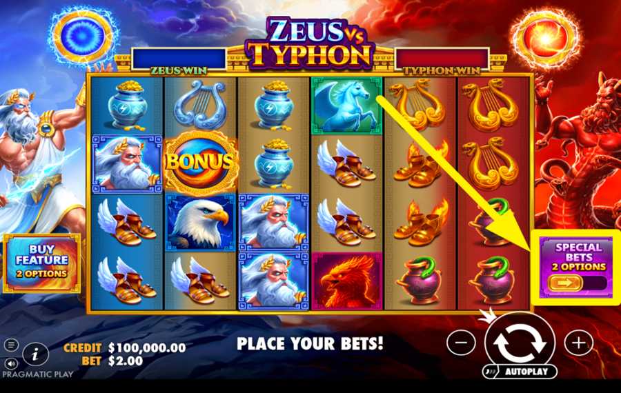 Zeus vs Typhon ACTIVATE SPECIAL BETS.