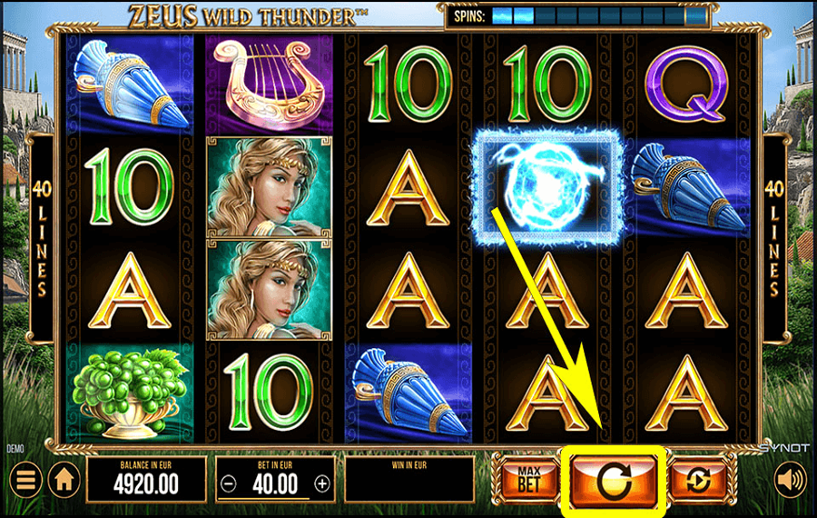 Zeus Wild Thunder Click/ tap the “Spin” button.