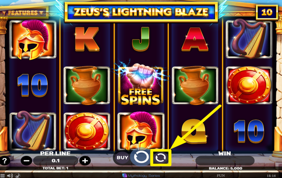 Zeuss Lightning Blaze NUTZEN SIE DEN AUTOMATISCHEN SPIN.