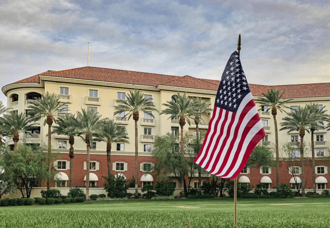 Rampart Casino Front View and flag 
