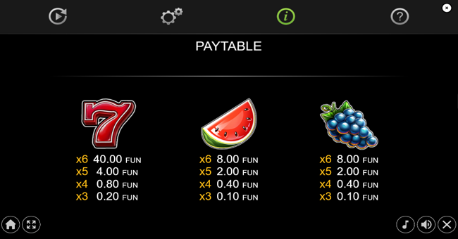 100 extra crown 6 reels paytable 2 paytable