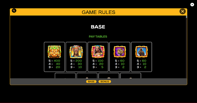 101 crystal skulls paytable 1 paytable