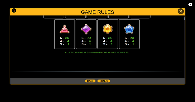 101 crystal skulls paytable 2 paytable