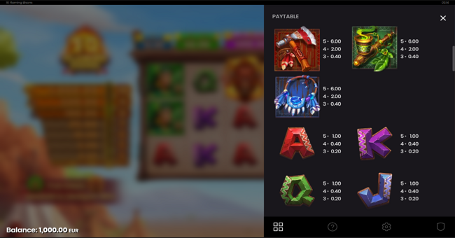 10 flaming bisons paytable 2 paytable