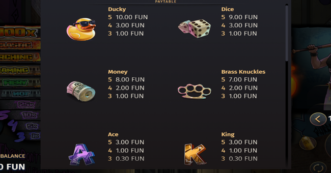 12 burning baseballs paytable 1 paytable