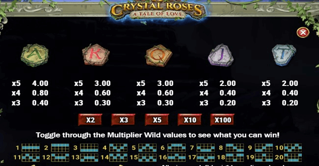 15 crystal roses a tale of love 6 paytable