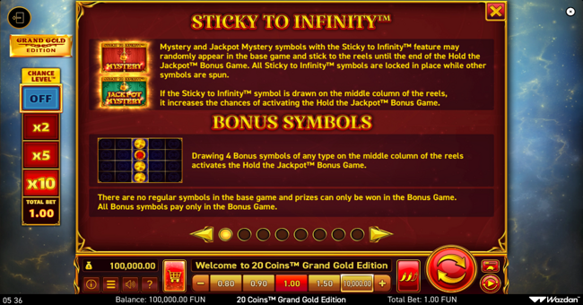 20 coins grand gold edition paytable paytable