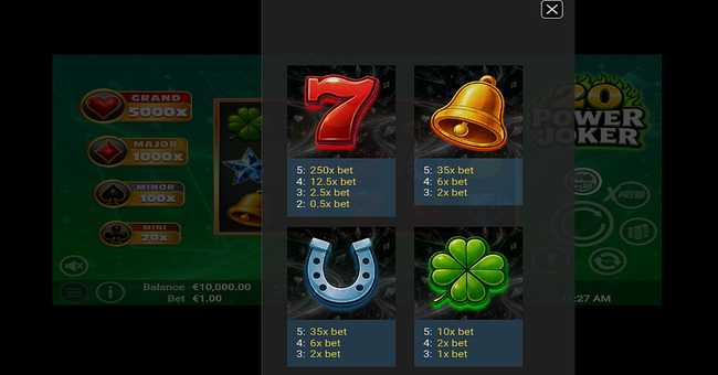 20 power joker paytable 2 paytable