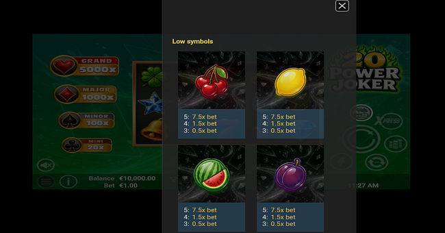 20 power joker paytable 3 paytable