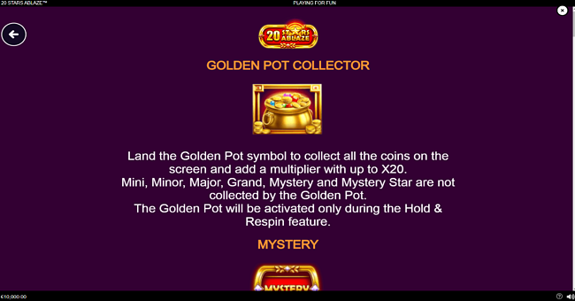 20 stars ablaze paytable 1 paytable