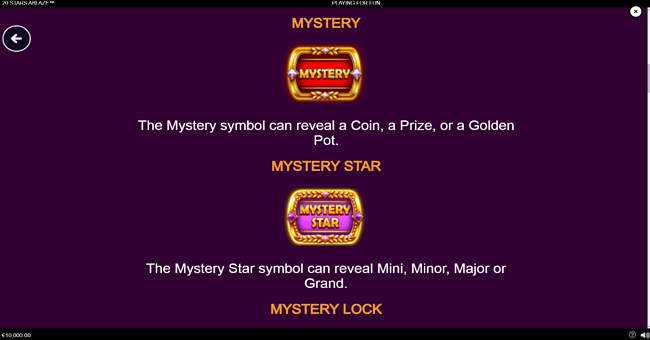 20 stars ablaze paytable 2 paytable
