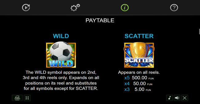 20 wild goals dice paytable 1 paytable