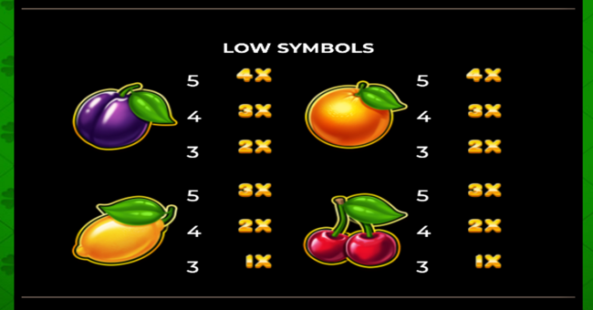 243 clover fruits paytable 2 paytable