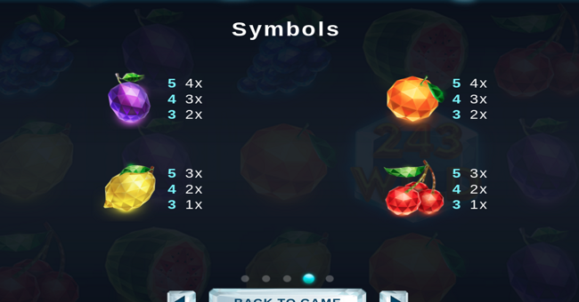243 crystal fruits deluxe paytable 2 paytable