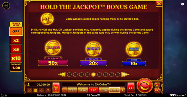 24 coins paytable 3 paytable