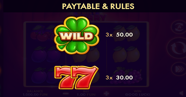 27 very cherry classic series paytable 1 paytable