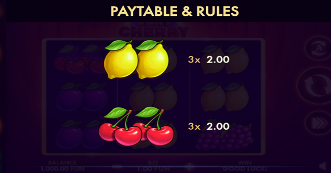 27 very cherry classic series paytable 5 paytable