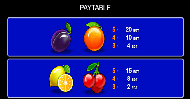 30 spicy fruits paytable4 paytable