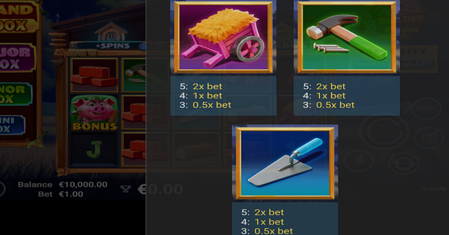 3 builder piggies paytable 2 paytable