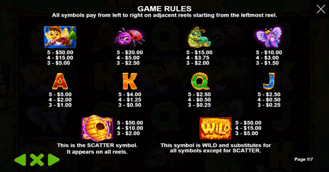 3 buzzing wilds paytable paytable