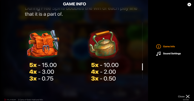 3 carts of gold hold and win paytable 2 paytable