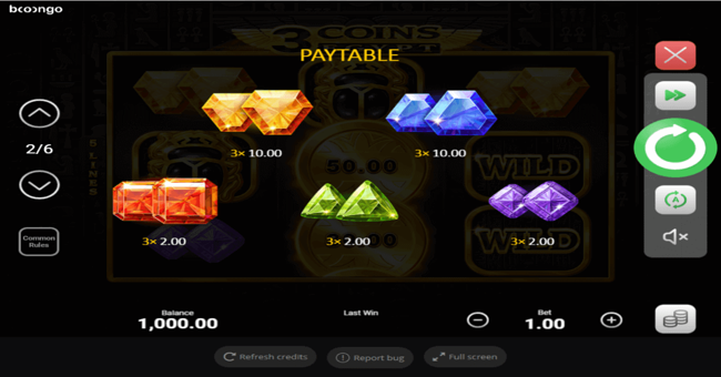 3 coins egypt paytable2 paytable
