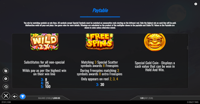 3 crazy tikis paytable 1 paytable