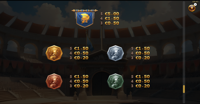 3 gladiators vs caesar paytable 2 paytable