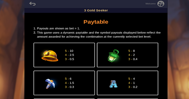 3 gold seeker paytable 1 paytable