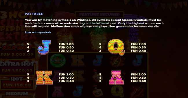 3 hot chilli peppers extra paytable 1 paytable