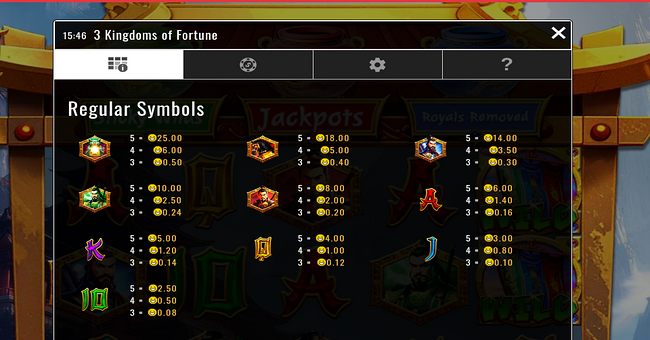 3 kingdoms of fortune xtreme power pots paytable paytable