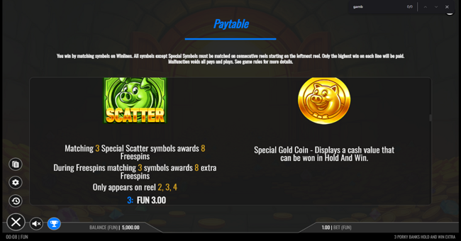3 porky banks extra paytable 1 paytable
