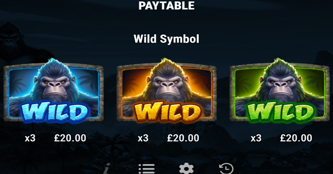 3 wild gorillas paytable 1 paytable