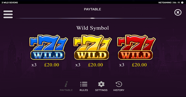 3 wild sevens paytable 1 paytable